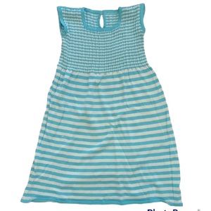 GIRLS KNIT DRESS STRIPED SLEEVELESS BLUE WHITE